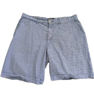 VINTAGE Polo Ralph Lauren Shorts‎ Mens 36 Seersucker Chino Blue White Striped